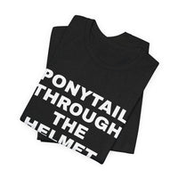 Thumbnail for Ponytail Through The Helmet, Heart On My Sleeve — Softball T-Shirt