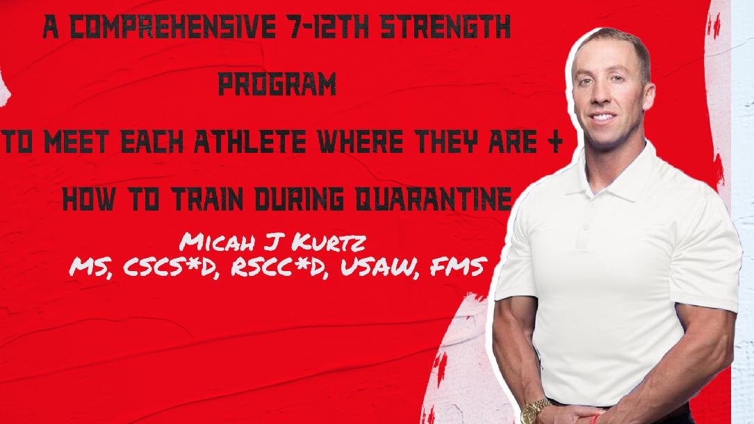 A Comprehensive 7-12th Strength Program to Meet Each Athlete Where They Are + How to Train During Quarantine- Micah Kurtz