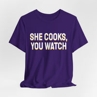 Thumbnail for She Cooks, You Watch — Basketball T-Shirt