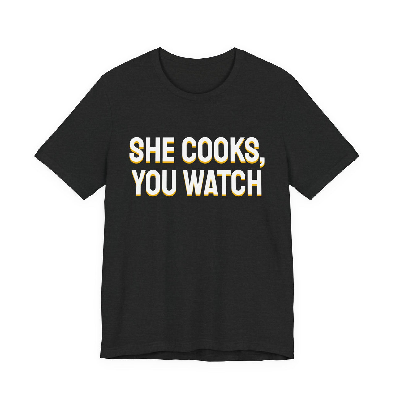 She Cooks, You Watch — Basketball T-Shirt