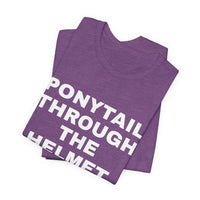 Thumbnail for Ponytail Through The Helmet, Heart On My Sleeve — Softball T-Shirt