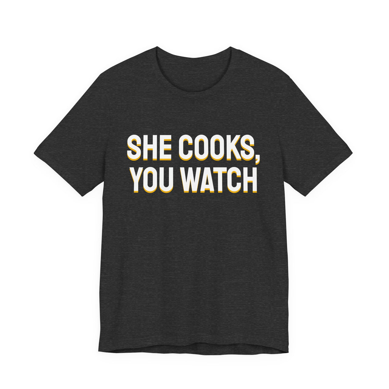 She Cooks, You Watch — Basketball T-Shirt