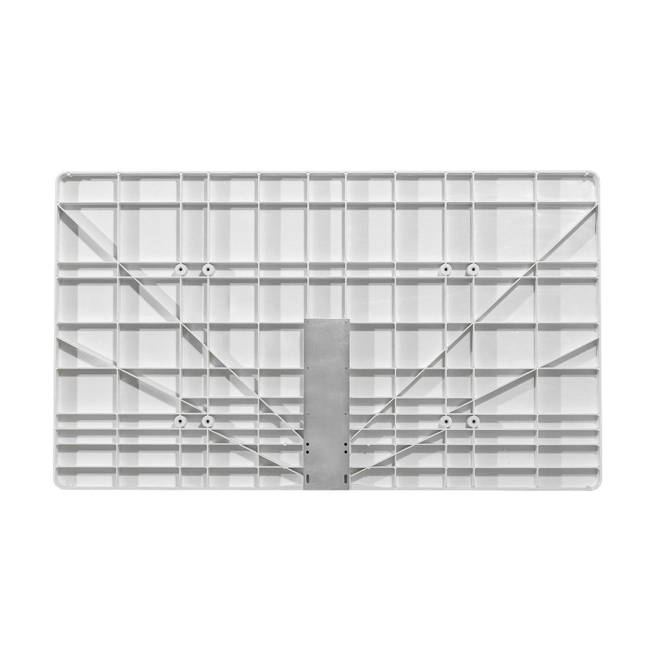 Fiberglass basketball backboard rear view showing the mounting structure — 72"×42", model 1342B-BLK