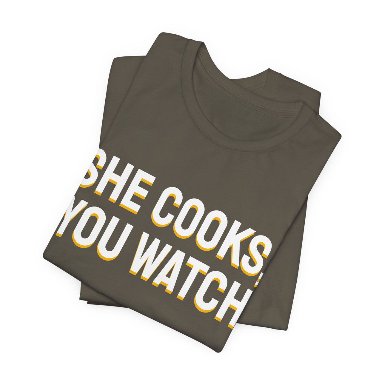 She Cooks, You Watch — Basketball T-Shirt