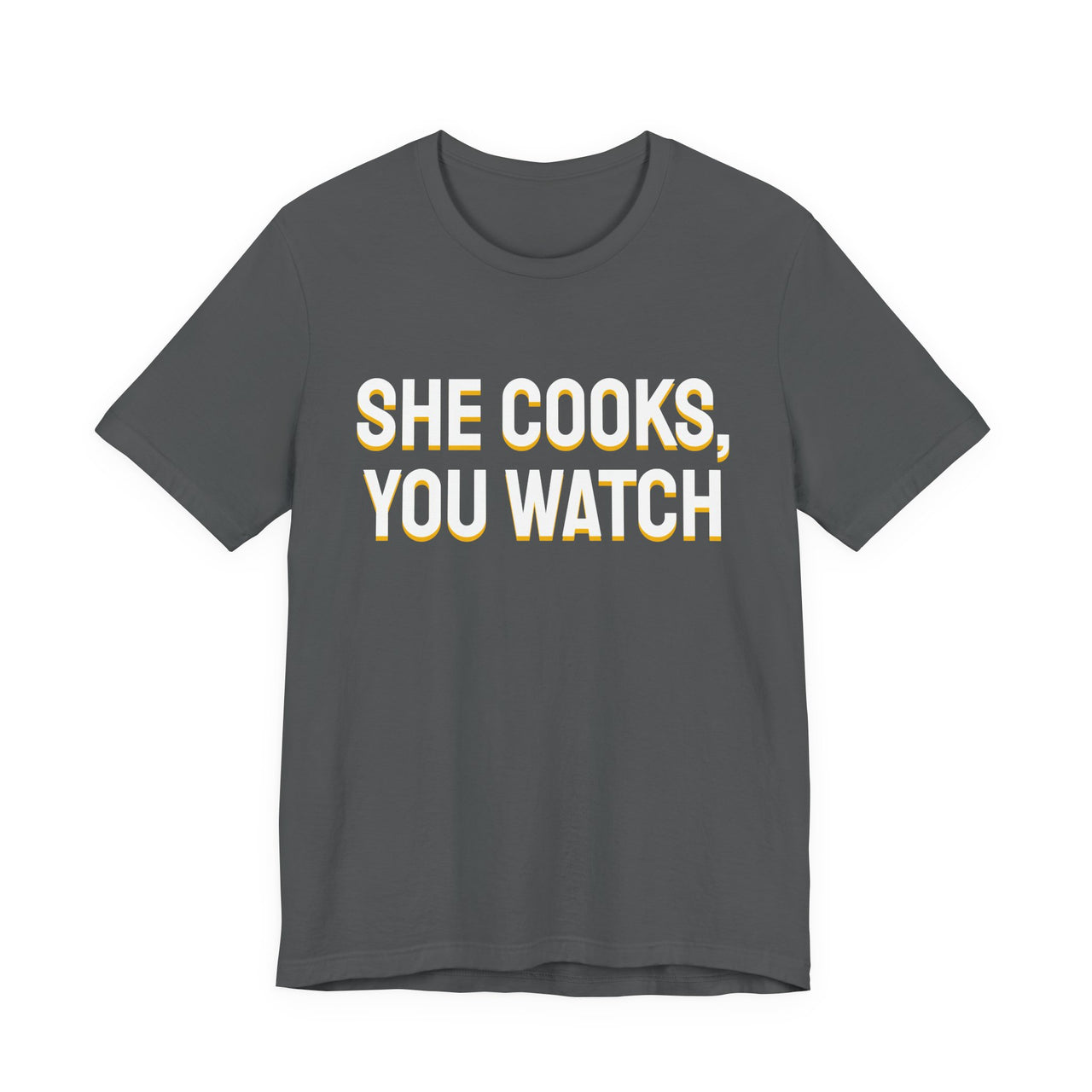 She Cooks, You Watch — Basketball T-Shirt