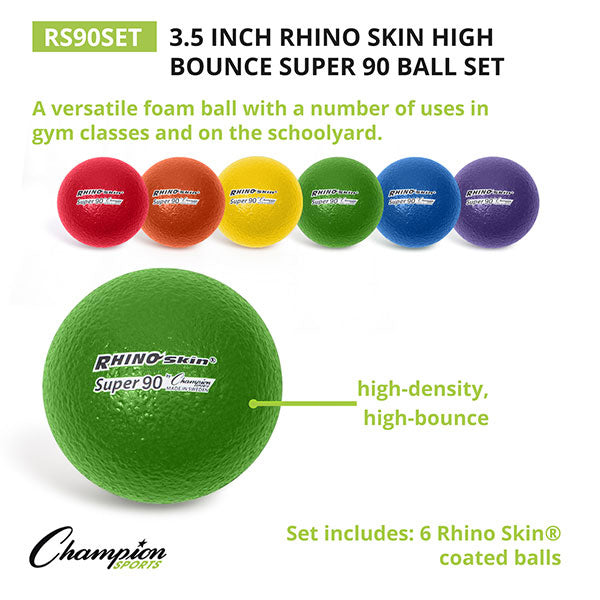 3.5" RHINO Skin Super 90 High Bounce Ball, Set of Six