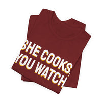 Thumbnail for She Cooks, You Watch — Basketball T-Shirt