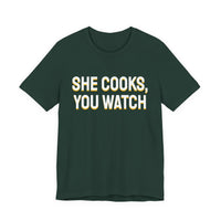 Thumbnail for She Cooks, You Watch — Basketball T-Shirt