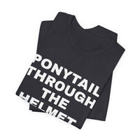 Thumbnail for Ponytail Through The Helmet, Heart On My Sleeve — Softball T-Shirt