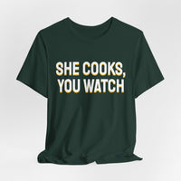 Thumbnail for She Cooks, You Watch — Basketball T-Shirt