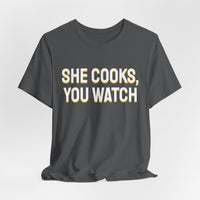 Thumbnail for She Cooks, You Watch — Basketball T-Shirt
