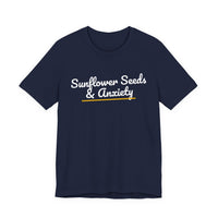 Thumbnail for Sunflower Seeds & Anxiety — Baseball T-Shirt