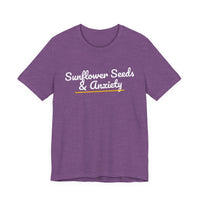 Thumbnail for Sunflower Seeds & Anxiety — Baseball T-Shirt