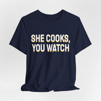 Thumbnail for She Cooks, You Watch — Basketball T-Shirt