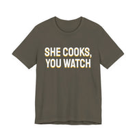 Thumbnail for She Cooks, You Watch — Basketball T-Shirt