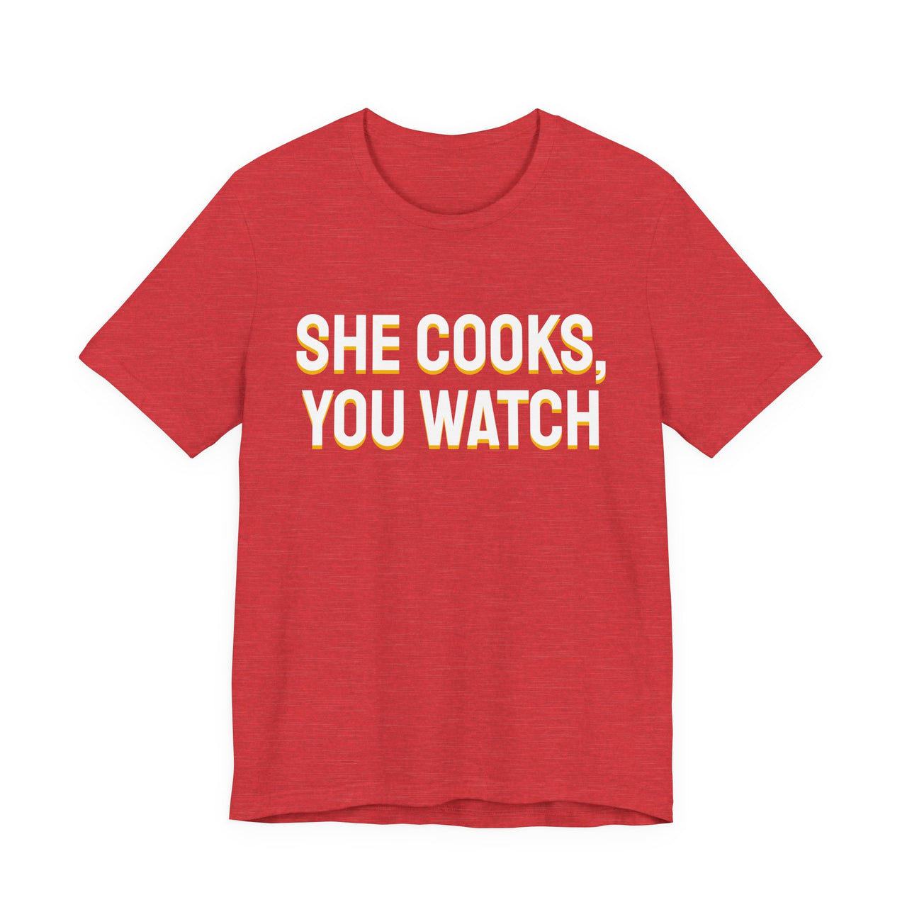 She Cooks, You Watch — Basketball T-Shirt