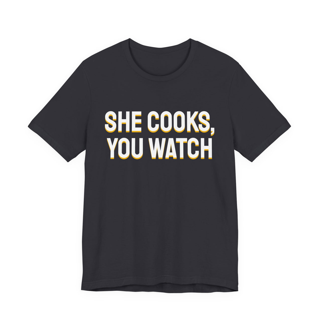 She Cooks, You Watch — Basketball T-Shirt