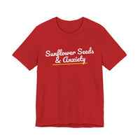 Thumbnail for Sunflower Seeds & Anxiety — Baseball T-Shirt