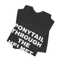 Thumbnail for Ponytail Through The Helmet, Heart On My Sleeve — Softball T-Shirt