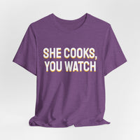 Thumbnail for She Cooks, You Watch — Basketball T-Shirt