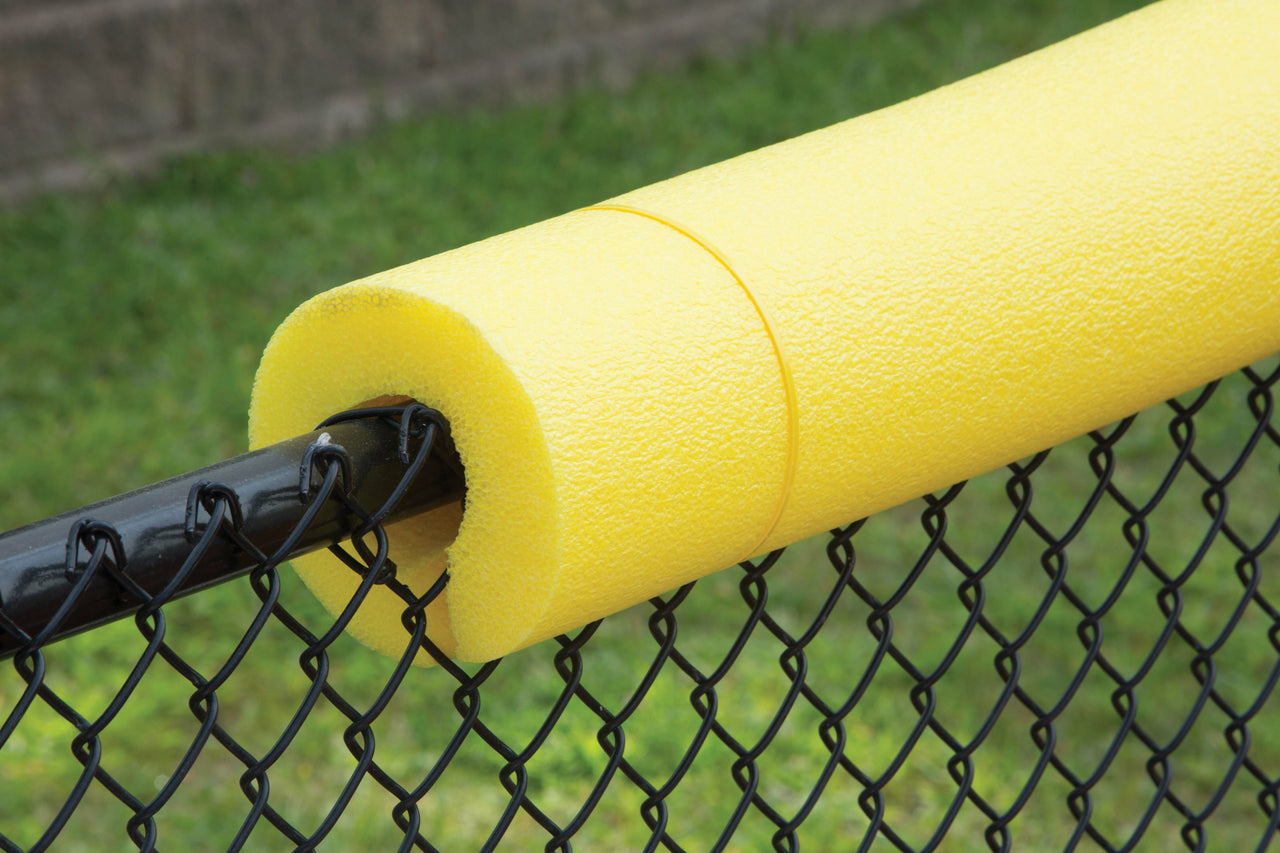 Chain link fence top padding attached with zip ties