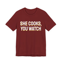 Thumbnail for She Cooks, You Watch — Basketball T-Shirt