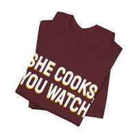 Thumbnail for She Cooks, You Watch — Basketball T-Shirt