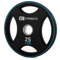 Thumbnail for BC Strength 25lb rubber-coated Olympic weight plate with quad grip handles