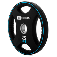 Thumbnail for BC Strength 25lb rubber-coated Olympic weight plate with quad grip handles