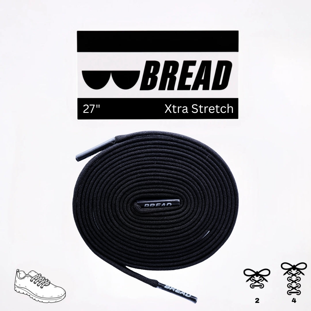 Bread No-Tie Elastic Shoelaces – Shadow Black