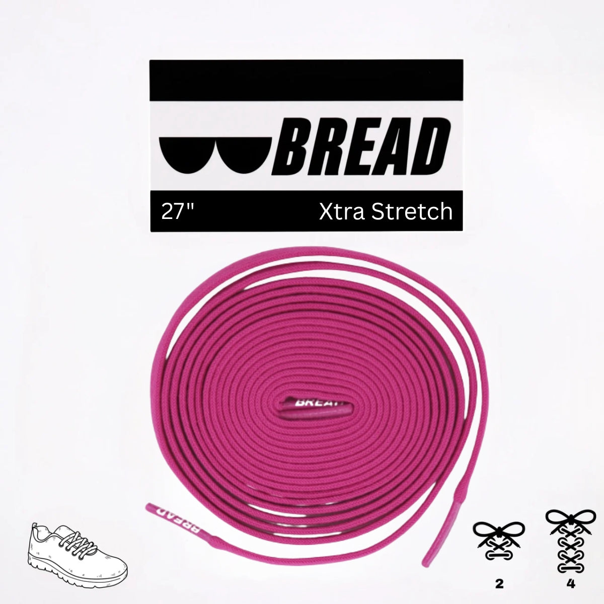 Bread No-Tie Elastic Shoelaces – Pretty Pink