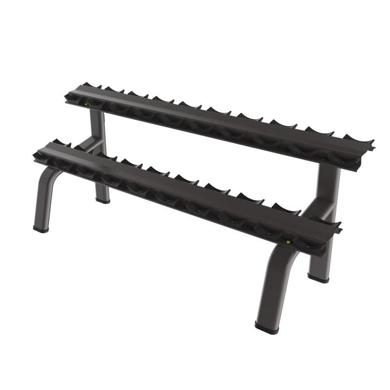 2-Tier 10 Pairs Round Tube Dumbbell Rack - Black