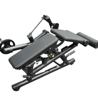 Thumbnail for Black plate-loaded leg extension and curl machine with padded seats and rollers.