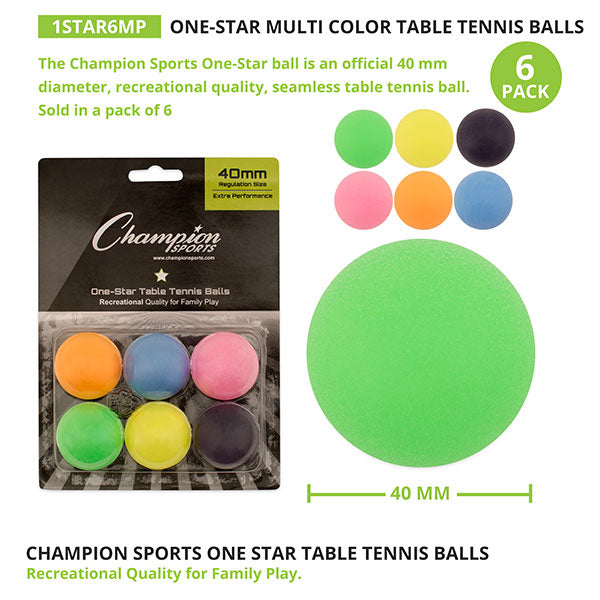 1-Star Table Tennis balls, 6 pack