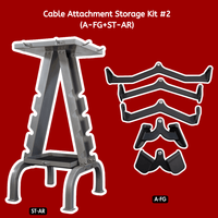 Thumbnail for Gray cable attachment storage rack with 5 black functional grip cable attachments on a red background.