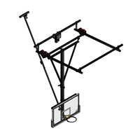 Thumbnail for Single Post Rear-Braced Roll-Fold Ceiling Hung Basketball Backstop