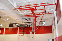 Thumbnail for Single Post Rear-Braced Roll-Fold Ceiling Hung Basketball Backstop
