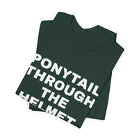 Thumbnail for Ponytail Through The Helmet, Heart On My Sleeve — Softball T-Shirt