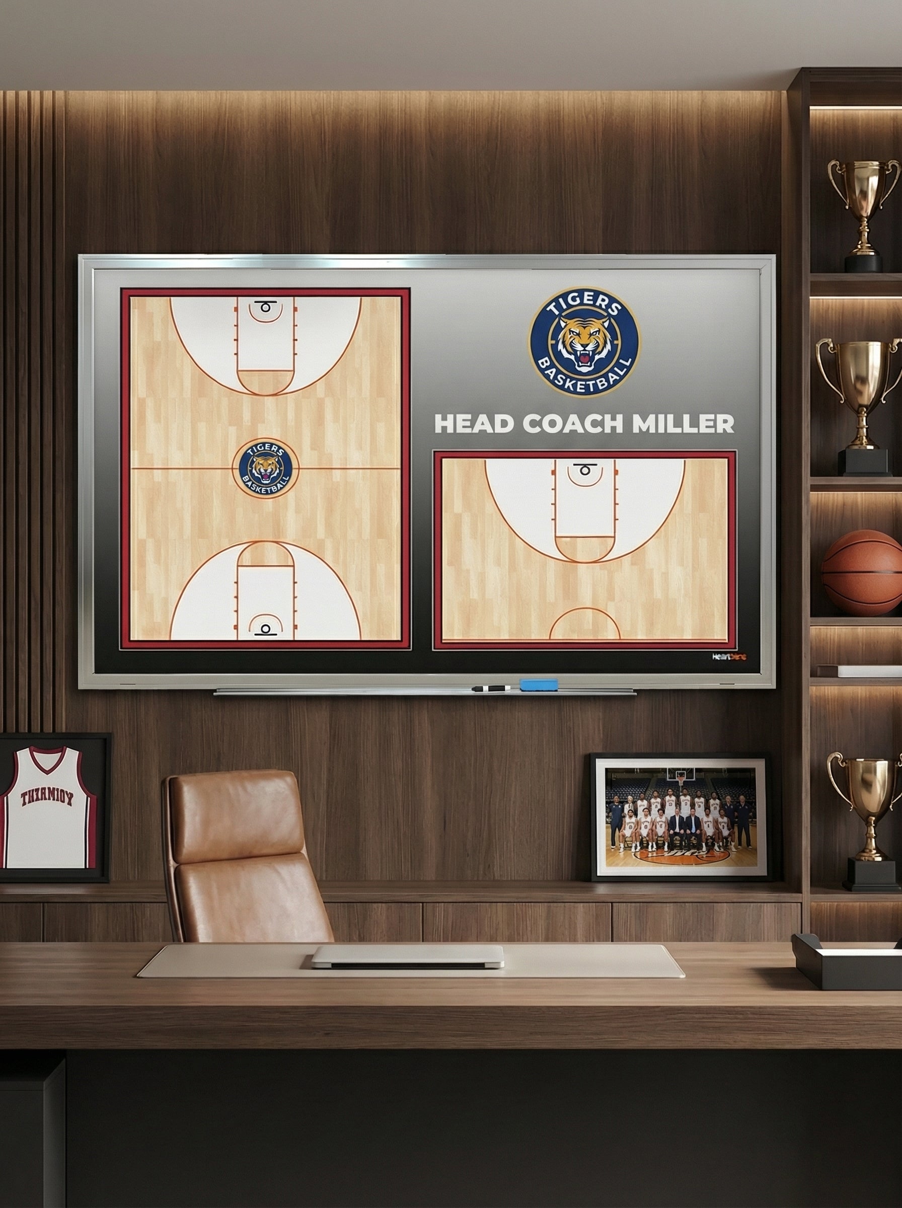 Custom Basketball Locker Room Whiteboard (Wall) (24x18" or 36x24")