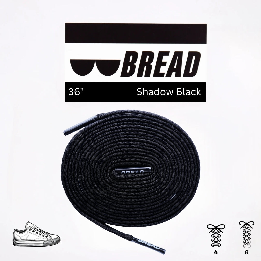 Bread No-Tie Elastic Shoelaces – Shadow Black