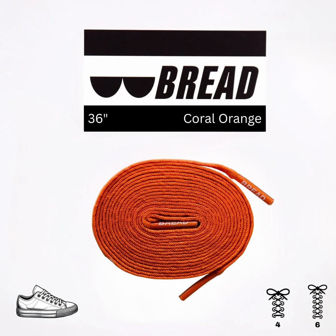 Bread No-Tie Elastic Shoelaces – Coral Orange