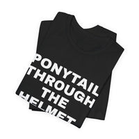 Thumbnail for Ponytail Through The Helmet, Heart On My Sleeve — Softball T-Shirt
