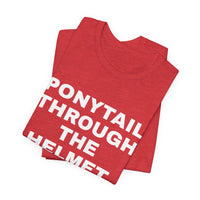 Thumbnail for Ponytail Through The Helmet, Heart On My Sleeve — Softball T-Shirt