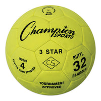 Thumbnail for Yellow Champion Sports 3-star indoor soccer ball with black text and logo.