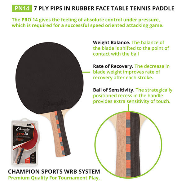 7-Ply Pips In Rubber Face Table Tennis Paddle