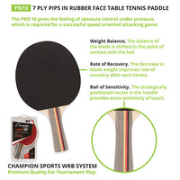 Thumbnail for 7-Ply Pips in Rubber Face Table Tennis Paddle