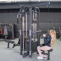 Thumbnail for 4 Stack Megatron Standard Jungle Gym - 2 Colors - Muscle D Fitness - Low Row, Lat Pulldown, Single Handle Hi/low Pulley, Double Hi/Low Pulley