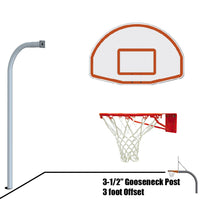 Thumbnail for Basketball System - Gooseneck (3-1/2 in. Pole with 36 in. Offset) - 54 in. Aluminum Fan - Single Rim Goal (Galvanized)