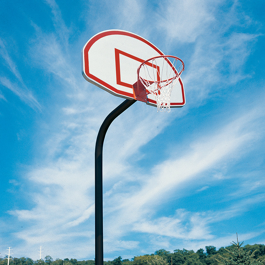 Basketball System - Gooseneck (3-1/2 in. Pole with 36 in. Offset) - 54 in. Aluminum Fan - Single Rim Goal (Black)