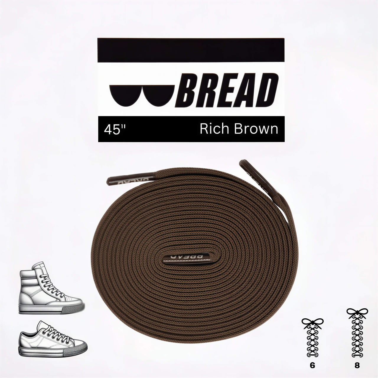 Bread No-Tie Elastic Shoelaces – Rich Brown
